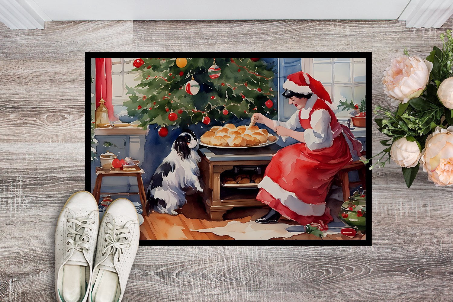 Carolines Treasures DAC3829MAT 18 x 27 in.  Japanese Chin Christmas Cookies Doormat