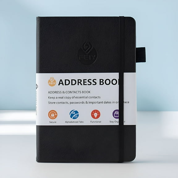 CCOCC B6 Address Book with Alphabetical Tabs PU Leather Hardcover for Organizing Contacts Multifunctional Telephone Website Address Notebook