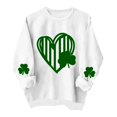 thumbnail image 1 of Fadeal Chandail en Molleton de la Saint-Patrick Imprimé Col Rond Manches Longues Ample Vintage Trèfle Blanc S, 1 of 2