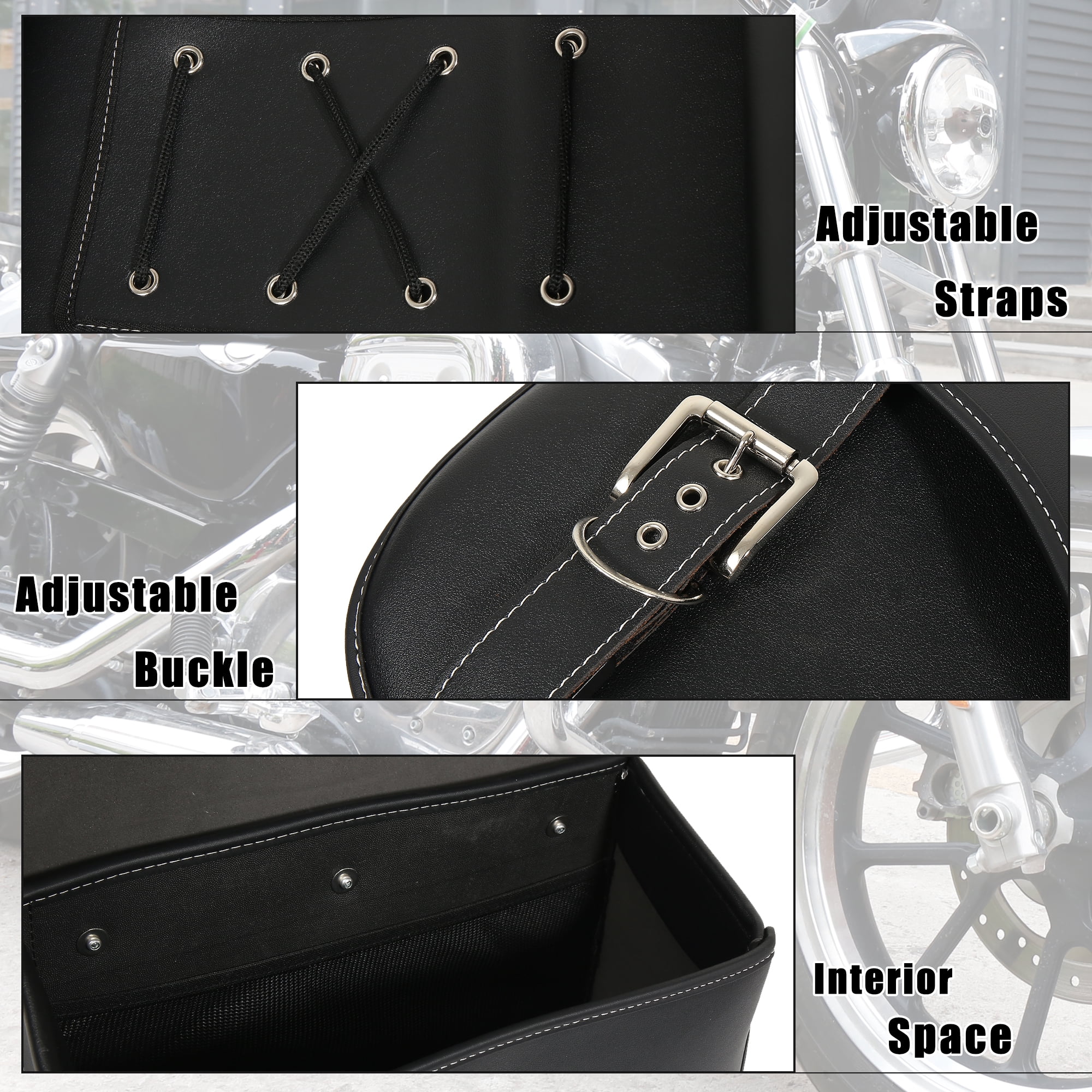 Unique Bargains 1 Pair Motorcycle Saddlebag Side Tool Bags Waterproof Black