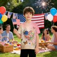 thumbnail image 2 of Graphic Tees for Boys Short Sleeve Crew Neck T-Shirts with Patriotic Printed Designs, 2 of 5