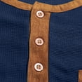 thumbnail image 4 of Mens Shirts, Long Sleeve Henley Shirts for Men Waffle Knit 3-Button Color Block Tees Lightweight Elbow Patches Fall Tops with Pocket, 4 of 6