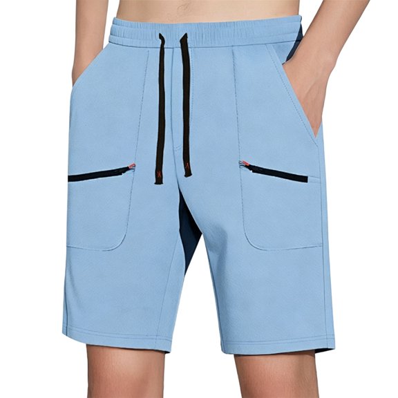 LEKWK Cargo Shorts for Men Elastic Waist Quick Dry Casual Athletic Shorts Lightweight Loose Fit Workout Shorts with Pockets for Hiking Outdoor Travel Fishing