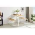 thumbnail image 3 of PUKNLY Dining Furniture Set, Bar Table with 2 Dining Benches for 4 People, Kitchen Table Counter with Chairs, Industrial for Kitchen Breakfast Table Living Room Party Room,White-Natural, 3 of 12