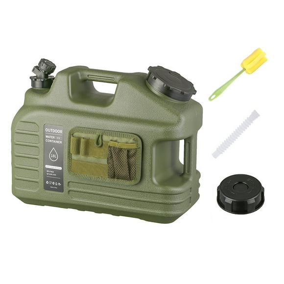 Contenedor de agua para acampar, tanque de agua, equipo para viajes por tierra, 18 l, grifo extraíble versátil, portátil para exteriores, coche, Con red de almacenamiento