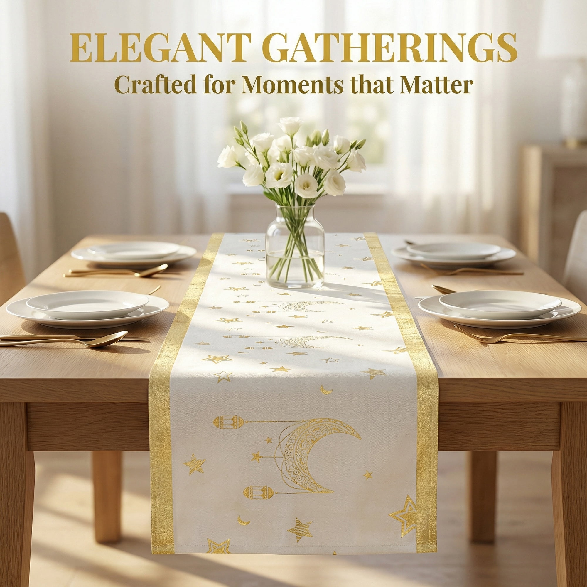 Unique Bargains Long Polyester Kitchen Runner Table Runner for Decor White 13"x63"