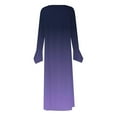 thumbnail image 5 of pstuiky Dresses for Women, Women Button Flower Print Pleated Dress Long Sleeve V-Neck Dress Mid-Calf Dress with Pocket Leisure Purple XXL, 5 of 5