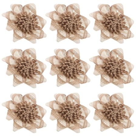 Luxshiny 9pcs Handmade Burlap Flowers for Rustic Decor Natural Jute Craft Floral Arrangements Multi Color