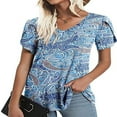thumbnail image 2 of CHOK T-Shirts pour Femmes Manches Courtes Col en V Blouse Unie (Marron G), 2 of 4