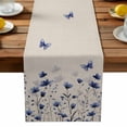 thumbnail image 2 of Burlap Table Runner 36 Inches Long,Watercolor Blue Flower Butterfly on Linen Non-Slip Kitchen Table Runners for Dining Room Everyday Use Party Table Decorations Summer Botanical, 2 of 9