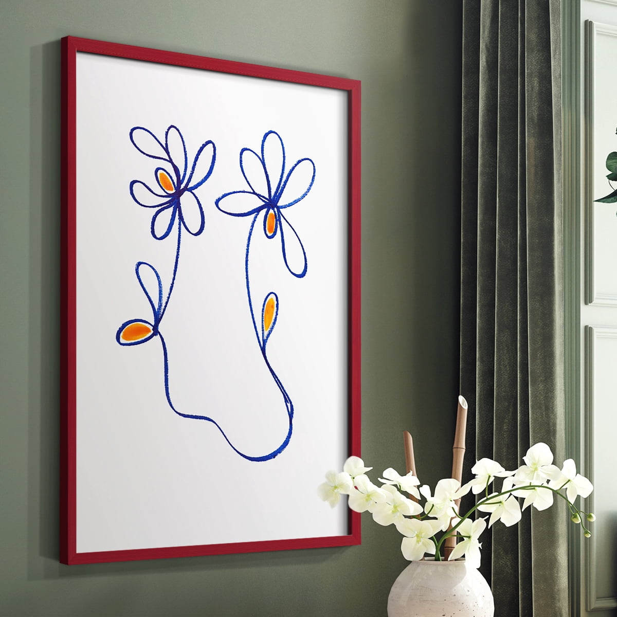 Wobbly Blooms IV Framed Print - Solid Wood in Single Picture Frame Solid Wood 2 Framed Print