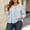 Blue, variant on Yotami Women Plus Size Blouse, 3/4 Puff Sleeve Round Neck Button Down Peplum Casual Shirts, Fall Winter Layering Top