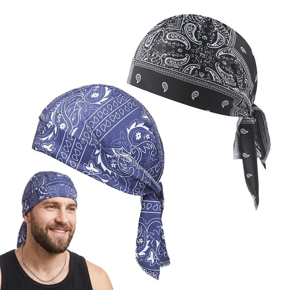 Paisley Cooling Headscarf Cap Set Bandana Beanie, Breathable, Adjustable Straps