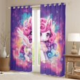 thumbnail image 2 of Castle Fairy Cartoon Animal Unicorn Black Out Curtains for Preppy Child Girls,Dreamy Princess Curtains Pack of 2 (42x63 Each),Universe Galaxy Bedroom Curtains,Microfiber Bedroom Decor, 2 of 6