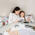 thumbnail image 4 of Castle Fairy Cute Camo Woodland Animal Queen Bedding 7pcs,Fox Bear Deer Puppy Pine Bedding Comforter Set Queen,Gray Cream White,Grey Reversible, 4 of 7
