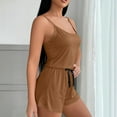 thumbnail image 5 of ylioge Womens Short Pajama Sets 2 Piece Lightweight Solid Color Sleeveless Tank Tops Wide Leg Shorts Breathable Homewear Sleepwear Pajamas Outfits Set, 5 of 5