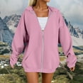 thumbnail image 2 of Quealent Zip Up Hoodies for Women Long Sleeve Long Tunic Sweatshirts Oversized Fleece Casual 2025 Fall Jacket Coat with Pocket Pink for Size 4XL, 2 of 4