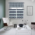 thumbnail image 4 of Aqua Navy Blue Striped Kitchen Curtains Sets for Windows 24 Inch Length, Modern Abstract Lines Geometric Rod Pocket Window Treatments Tier Curtains and Valances Set for Bedroom/Bathroom, 4 of 8