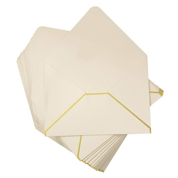 50-Pack A7 Envelopes for 5x7 Invitations, with Gold Foil Rims for ...