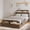 Walnut, variant on Wooden Full Size Platform Bed Frame with Storage Headboard & Footboard, Raised Footboard, Sturdy Slats, No Box Spring Needed