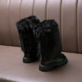 thumbnail image 6 of VNKIDY Girls Kids Solid Color Mid Calf Boots Fuzzy Upper Smooth Leather Thick Sole Warm Shoes For Winter Casual Daily Wear Stylish Footwear, 6 of 8