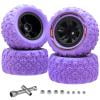 4Pcs 12mm Hex Rc Wheel Tires Set Rc Tires Wheels For 1/14 1/16 Rc Car Toy Supplies (Purple)