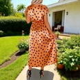 thumbnail image 5 of VBVC Women's Polka Dot Satin Dress,Ladies Short Sleeve Crewneck Dress,Sundresses Floral Dress for Women,Orange,S-2XL, 5 of 6