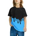 thumbnail image 5 of Jinhomg Kids Casual Summer Tees Boys Girls Cute Color Block Tops Lightweight Comfy Short Sleeve Crew Neck T-Shirts Daily Wear Blue 3 Years, 5 of 6