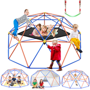 Fiziti 6 in 1 Climbing Dome, 10FT Dome Climber with Hammock for Kids 3 to 10,Jungle Gym Play Equipment, Supports up to 800 lbs Outdoor Climbing Toys, Anti-Rust, Easy Assembly, Gift for Kids, Yellow+Or