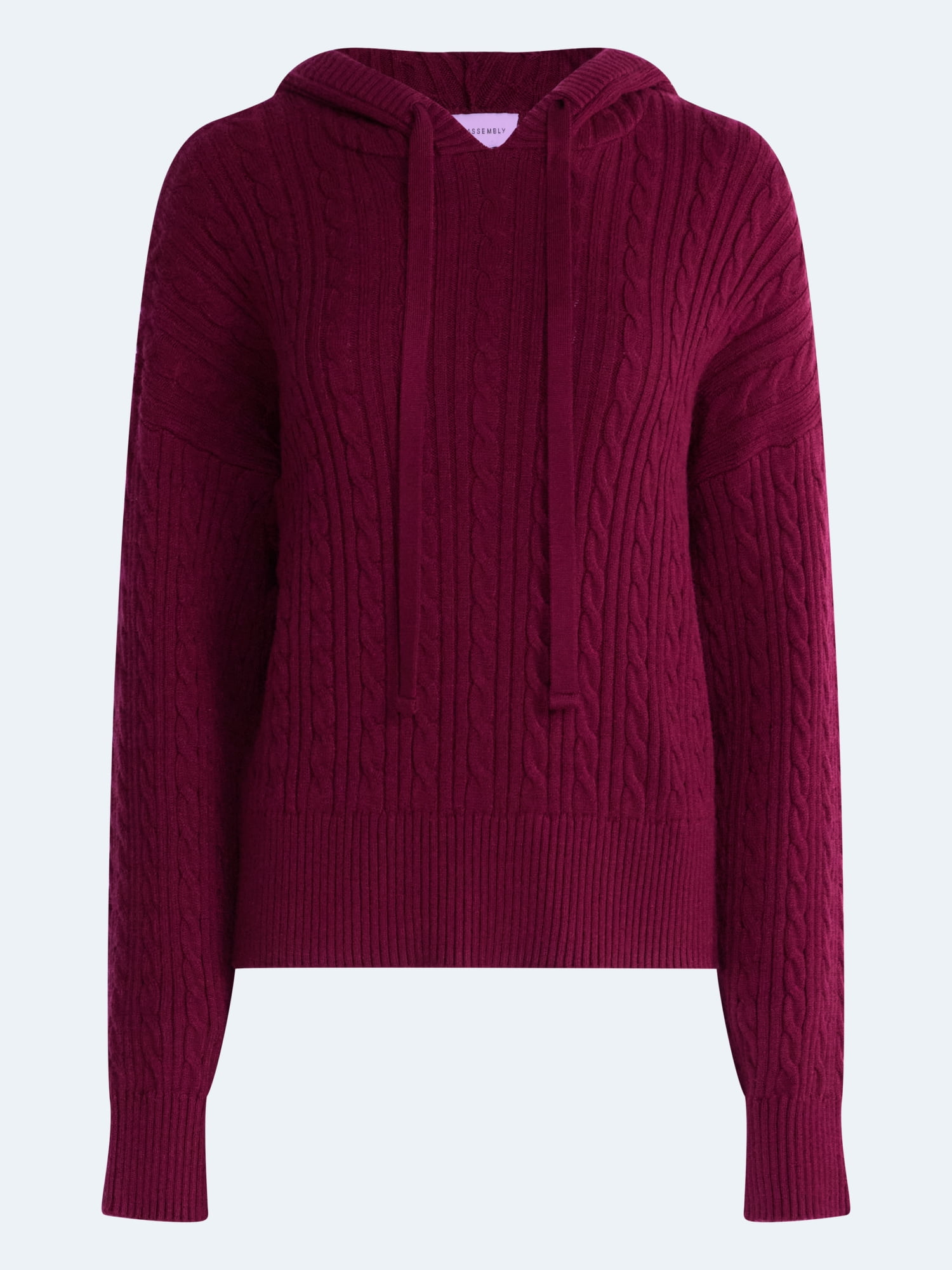 Free Assembly Women's and Women's Plus Cozy Yarn Cable Knit Hoodie Sweater, Midweight, Sizes XS-4X