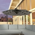 thumbnail image 2 of Outsunny 9.5' Offset Patio Umbrella Weighted Solar LED Parasol, Dark Grey, 2 of 10