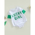 thumbnail image 3 of Bagilaanoe Newborn Baby Girl Rompers Letter Print Contrast Color Short Sleeve Bodysuits 3M 6M 9M 12M Infant Casual One Piece Short Jumpsuit, 3 of 9