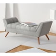 thumbnail image 4 of SAFAVIEH Couture Damian Solid Tufted Linen Contemporary Bench, Light Grey, 4 of 10
