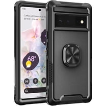 Nalacover For Google Pixel 7 Slim Case,Luxury Hybrid Hard PC and TPU Rugged Bumper 3-In-1 Rotatable Magnetic Ring Kickstand Four Corner Guard Shockproof Anti-Scratch Back Phone Cover.Black