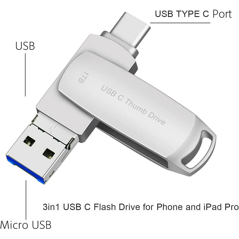  1TB USB Flash Drive,USB3.1 to USB Type C Thumb Drive