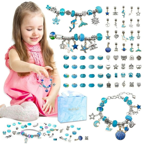 Arts and Crafts for Girls 8-12,Charm Beads Bracelets Jewelry Making Kit Toys for Girls Ages 8-12 Years Birthday Christmas Gifts