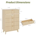 thumbnail image 2 of Ourlova Commode Cannelée Mi-Siècle à 5 Tiroirs en Bois Naturel, 2 of 6