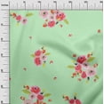 thumbnail image 2 of oneOone Organic Cotton Poplin Twill Fabric Leaves & Peach Floral Watercolor Fabric Prints by Yard 42 Inch Wide, 2 of 4