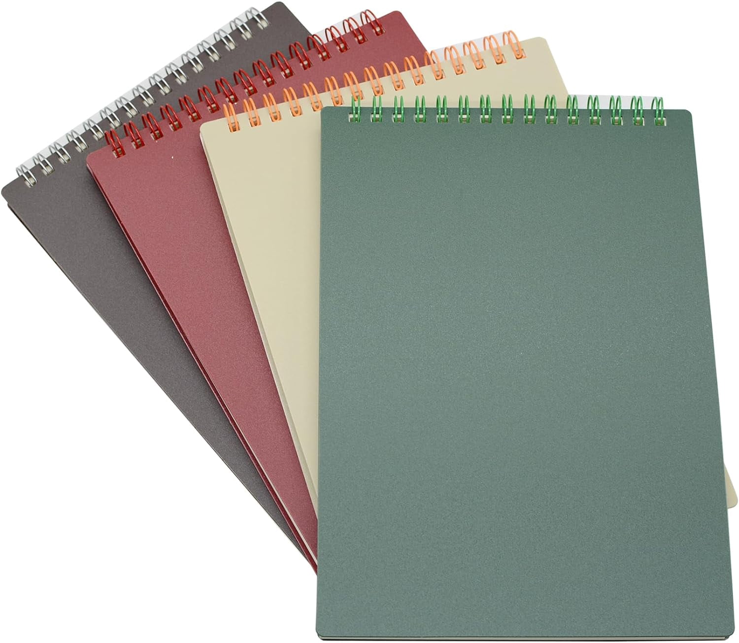 4 Pack A5 Top Bound Spiral Steno Pads 7mm College Ruled Thick Plastic Hardcover Notebook 160 Pages for Office Reporters