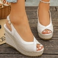 thumbnail image 7 of Hurxie Womens Wedge Sandals Peep Toe Espadrilles Platform Ankle Strap Slingback Comfort Summer Dressy Shoes Beige 40, 7 of 7