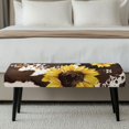 thumbnail image 5 of XYZCANDO Sunflower Cow-patterned Poly Spandex Bench Seat Cover with Wear Resistant, Stain Resistant Washable Dining Bench Covers for Living Room, 5 of 9