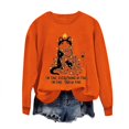 thumbnail image 4 of BXJX Women's Round Neck Christmas Print Sweatshirt- Casual Winter Loose Fit Holiday Christmas Pullover Tops Orange Size XL, 4 of 8
