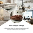 thumbnail image 5 of Genuine Leather 3 Seater Sofa with Rolled Arms Nailhead Trims Solid Wooden Legs Living Room Reading Brown, 5 of 8