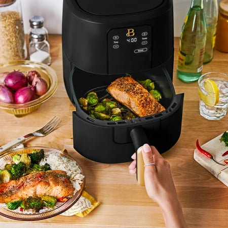Beautiful 3 Qt Air Fryer with TurboCrisp Technology, EverGood Ceramic Nonstick Coating, Black Sesame by Drew Barrymore NEEDS CLEANING