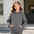 thumbnail image 4 of Abcomgle Hoodies for Teen Girls Cute Casual Hooded Girls Sweatshirt Plain Long Sleeve Girls Pullover Sweatshirt Casual Winter School Clothes for Teen Girls with Pocket, 4 of 5