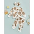 thumbnail image 5 of 3Pcs Baby Girl Outfits Floral Sweatshirt + Pants + Headband Infant Fall Winter Clothes White 12-18 Months, 5 of 10