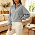 thumbnail image 4 of BUIGTTKLOP Cropped Sweatshirts for Women Lightfleece Lined Half Zip Collared Pullover Tops Loose Fit Comfy Top Fall Fashion Outfits Clothes, 4 of 8