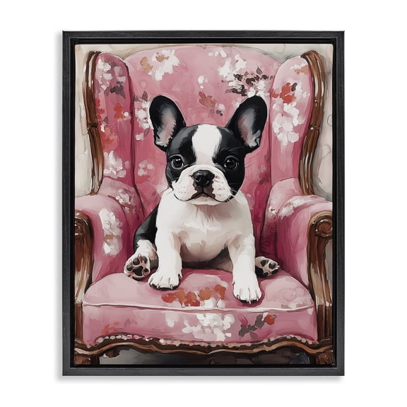Stupell Industries Sweetest Dog Frenchie Black Framed Floater Canvas Wall Art, design by Annabelle Hall, 21 x 17