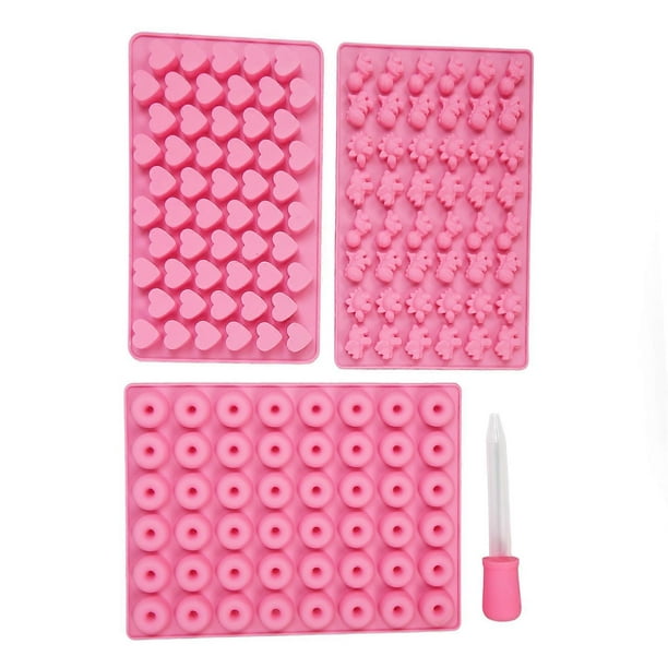 6pcs Silicone Candy Mold with Droppers Soft Food Grade Reusable Mini Dinosaur Heart Shaped Chocolate Baking Mold for Fudge