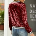 thumbnail image 4 of Wdgfv Womens Sequin Jacket Party Festival Outfit Long Sleeve Zipper Up Stylish Glitter Blazer Bomber Jacket Red XL, 4 of 6